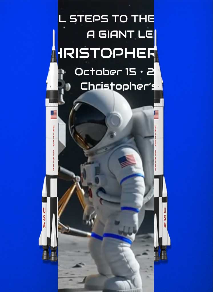 Moon Hop Animated Space Kids' Birthday Invitation.