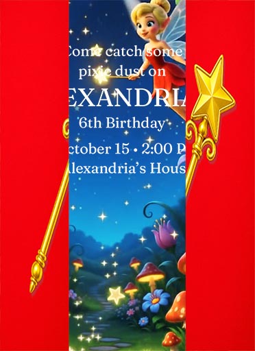 Pixie Burst Animated Enchanted Garden Fairy Kids' Birthday Invitation.